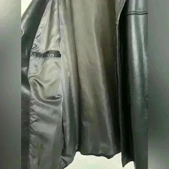 Banana Republic Men’s Leather Long Coat Size Large - Picture 4 of 14